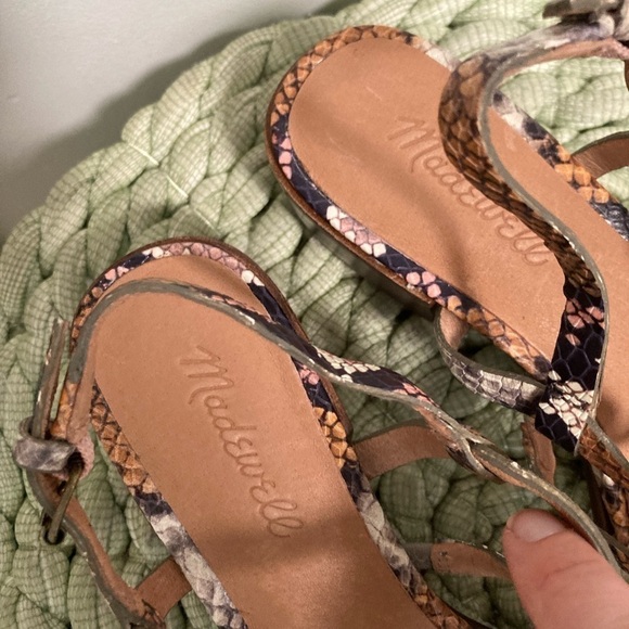Madewell Lori Stappy Multi Color Snakeskin Leather Low Heel Sandal NWT - Picture 9 of 14